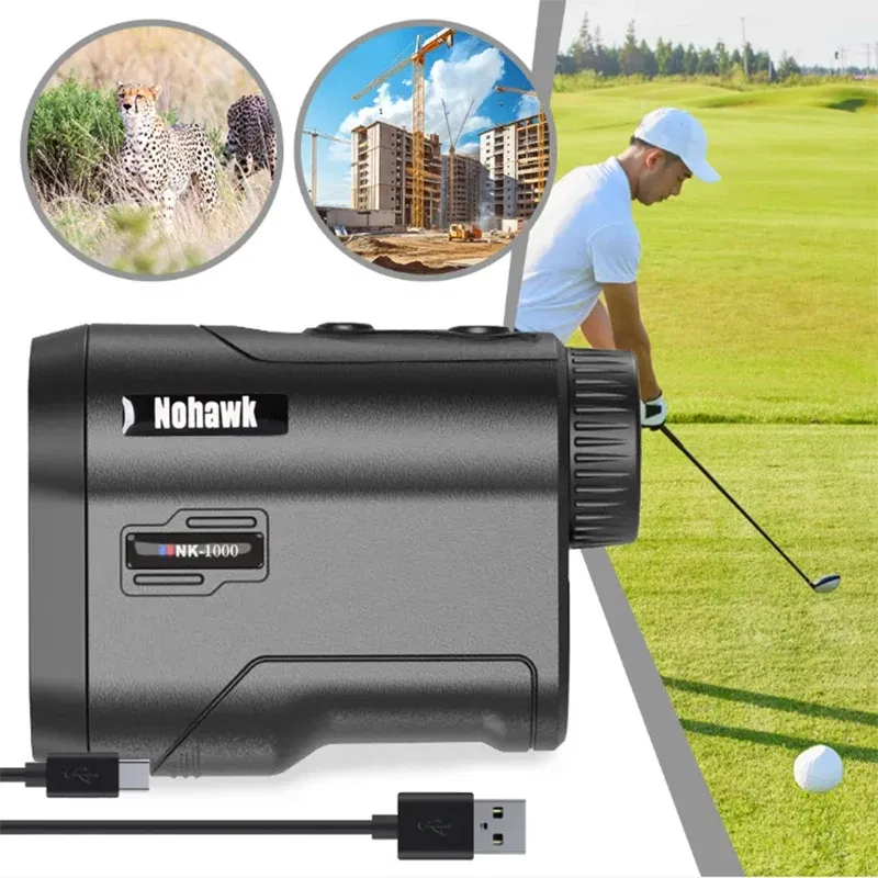 Color: Dark Grey - NOHAWK Golf Laser Rangefinder USB Rechargeable with Slope Compensation For Golfer Range Finder Hunting Monocular