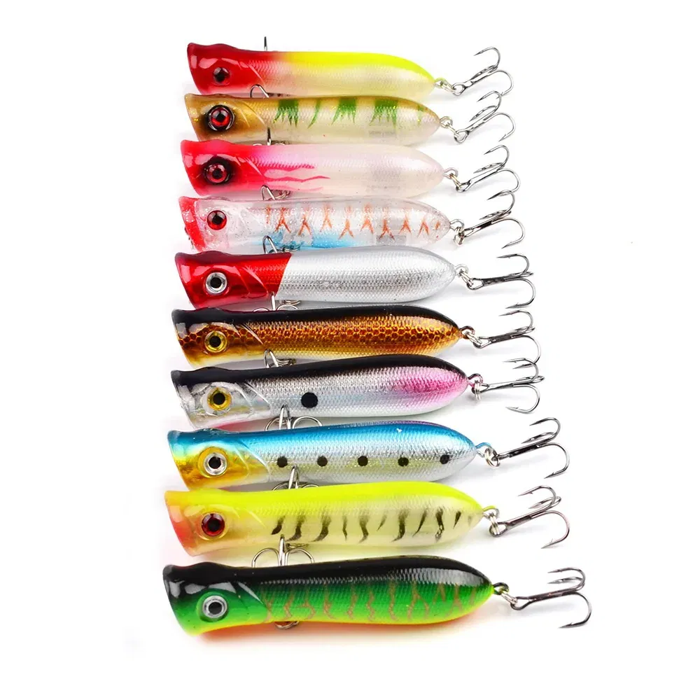 Color: PURPLE - 80mm 12g 6# Hook Popper Hard Bait Wobbler Fishing Lure Artificial Floating Trailer Ocean Fishing Bionic Carp Tackle Sea Fishing