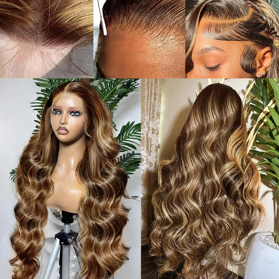 Stretched Length: 38inches, Hair Color: #16, Density: 180%, Ships From: CHINA - Highlight Wig Human Hair P4/27 Body Wave Wigs Highlight 13x6 Hd Lace Frontal Wig Human Hair 13x4 Hd Lace Front Human Hair Wigs