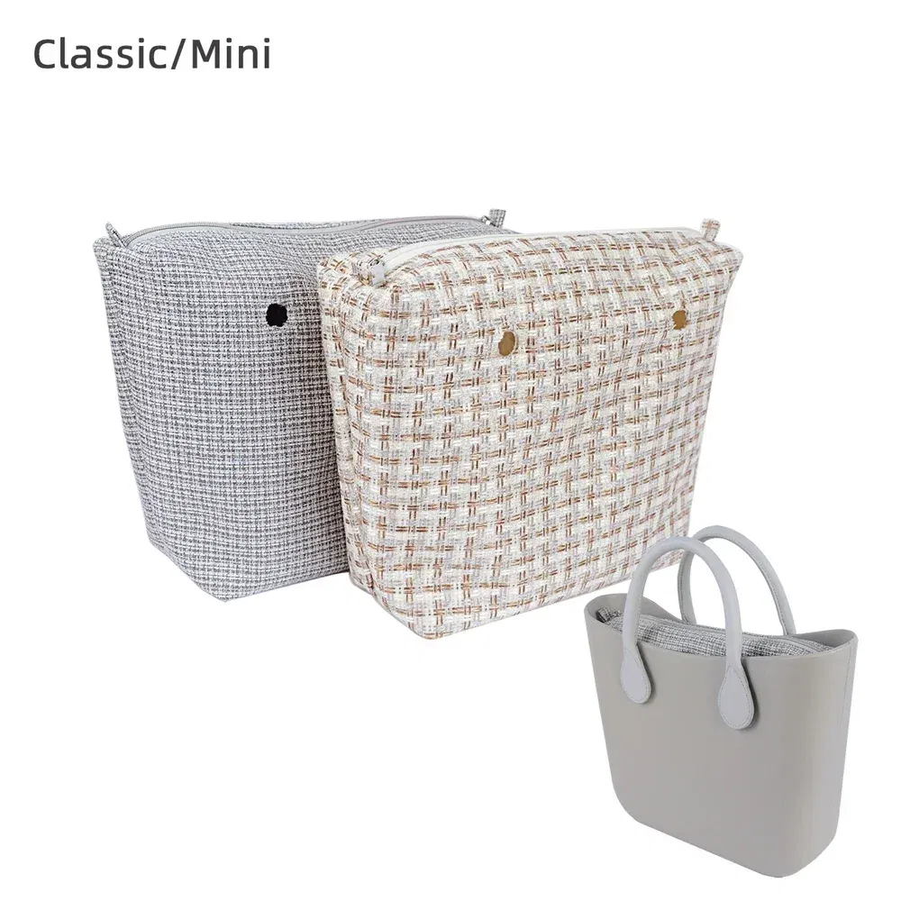 Color: WHITE - TANQU Classic Mini linen canvas organizer fabric inner lining Insert for Obag Mini O Bag Women's Handbag Accessory