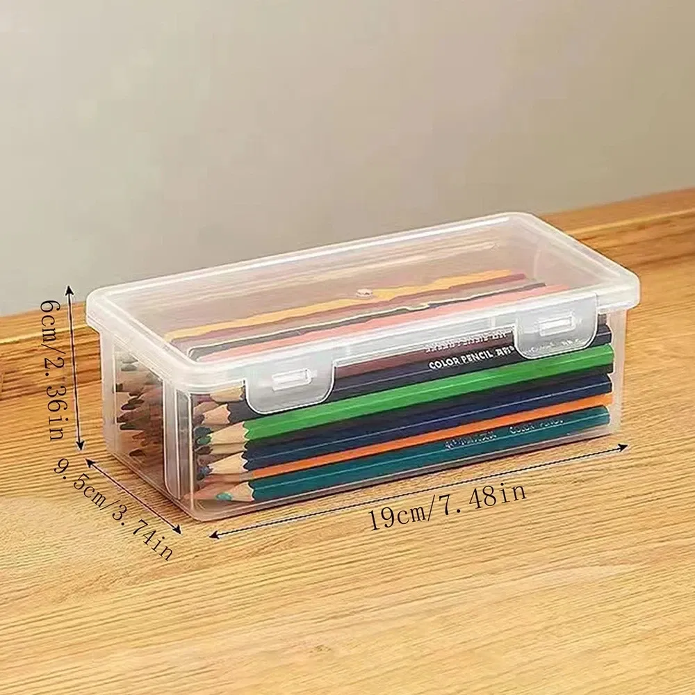 Color: WHITE - 1/2/3/4pcs Plastic Translucent Pencil Case Large Capacity Pencil Boxes Portable Storage Organizer Box Student Office Supplies