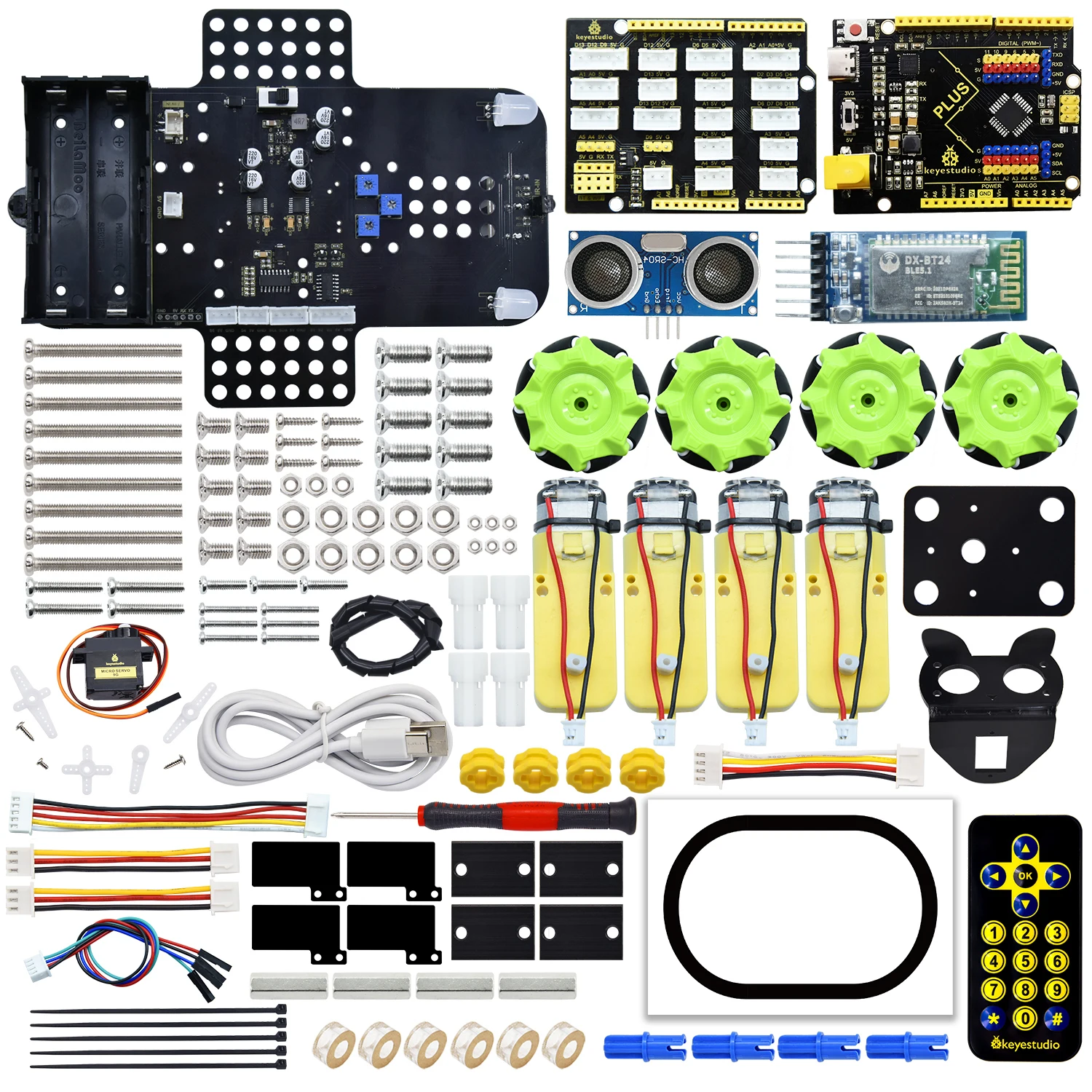 Keyestudio 4WD Mecanum Robot For Arduino Compatible With LEGO Robot Car Kit 12 Programming Courses For Arduino Mecanum Car Kit