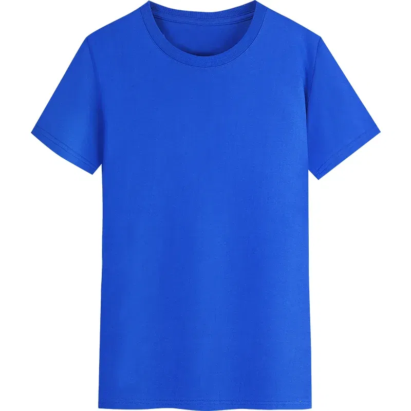 Color: ROYAL BLUE, Size: S, Ships From: CHINA - YOTEE Round Neck T-shirt Cotton Logo Customized Embroidery Personal Group Fashion T-shirt Logo Customization