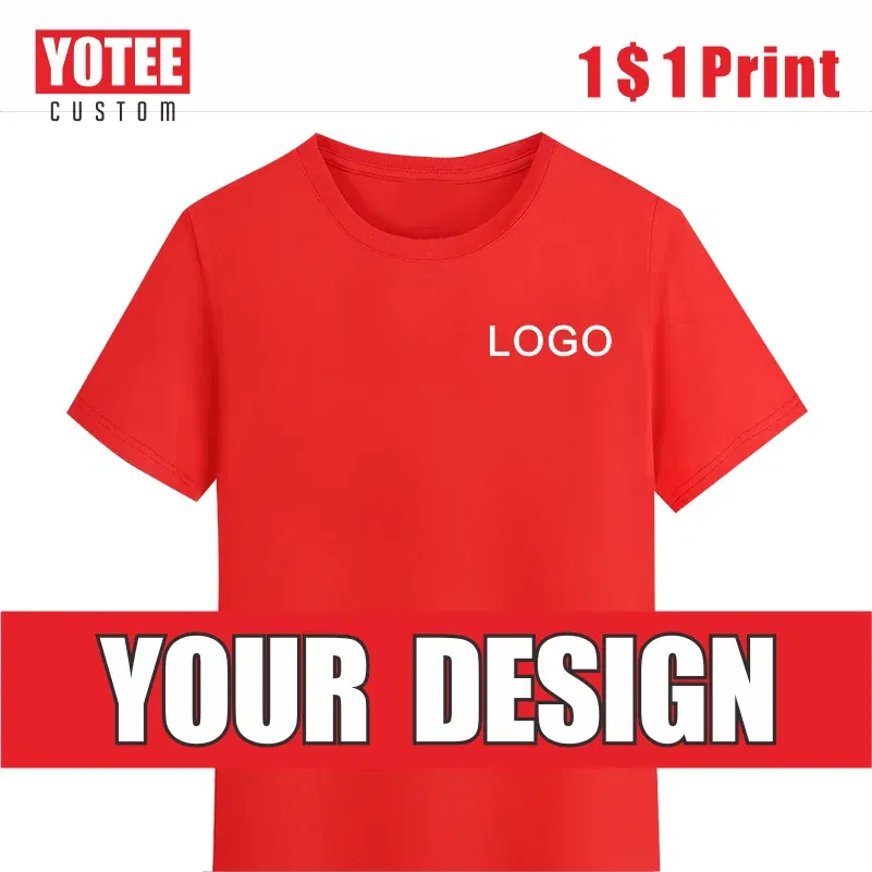 Color: ROYAL BLUE, Size: S, Ships From: CHINA - YOTEE Round Neck T-shirt Cotton Logo Customized Embroidery Personal Group Fashion T-shirt Logo Customization