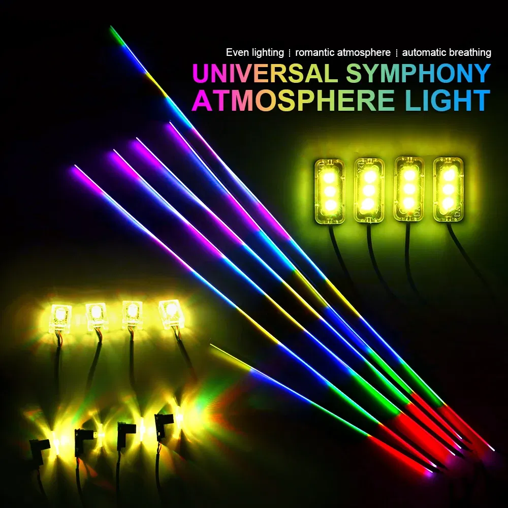 Emitting Color: 8000K White Blue - 18 in 1 Dual Zone Symphony Streamer LED Ambient Lights Car Interior 64 Colors RGB Neon Acrylic Strip Atmosphere Lighting Kit App