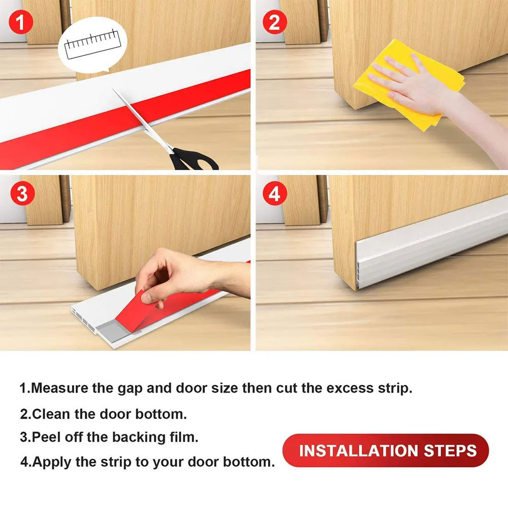 Color: GRAY, Length: 3M, Ships From: CHINA - Under Door Draft Stopper Stripping With Strong Adhesive For Bottom Of Doors Seal Dust-Proof Winter-Proof Block Light And Noise
