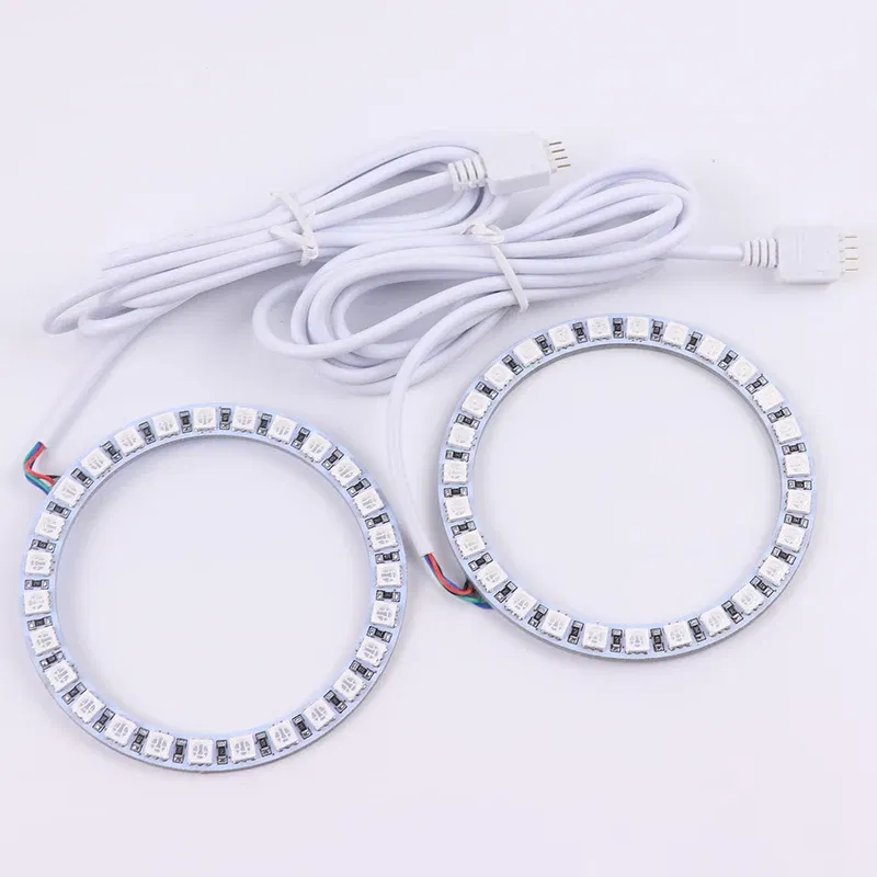 Color: Yellow - Excellent 2pc  Rings Angel Eye car Headlight RGB 60/70/80/90/100/110/120 mm Lampshades Bright auto drl Angel Eyes Motorcycle