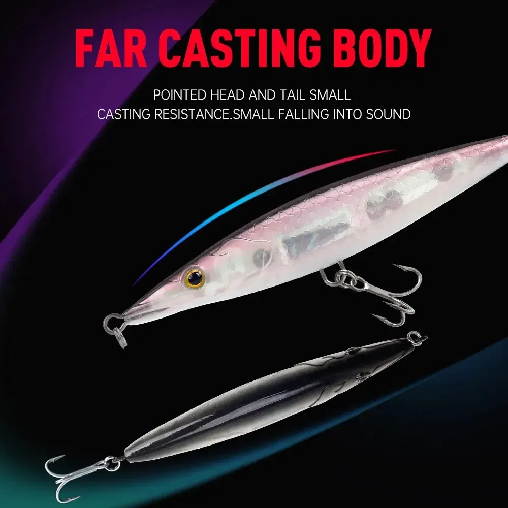 Size: 95mm, Color: WHITE - Floating Sinking Pencil Bait 90mm/110mm/130mm/150mm Topwater Wobblers Hard Lure Walking-dog Action Long Casting For Pike Bass