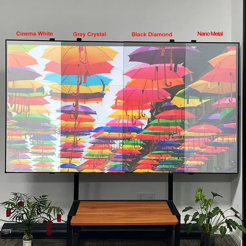 Size: 30 inch - Projection Screen Fabric Free Sample Curtain Material ALR PET Crystal T Prism Nano Black Diamond Grey Crystal Cinema White Etc.