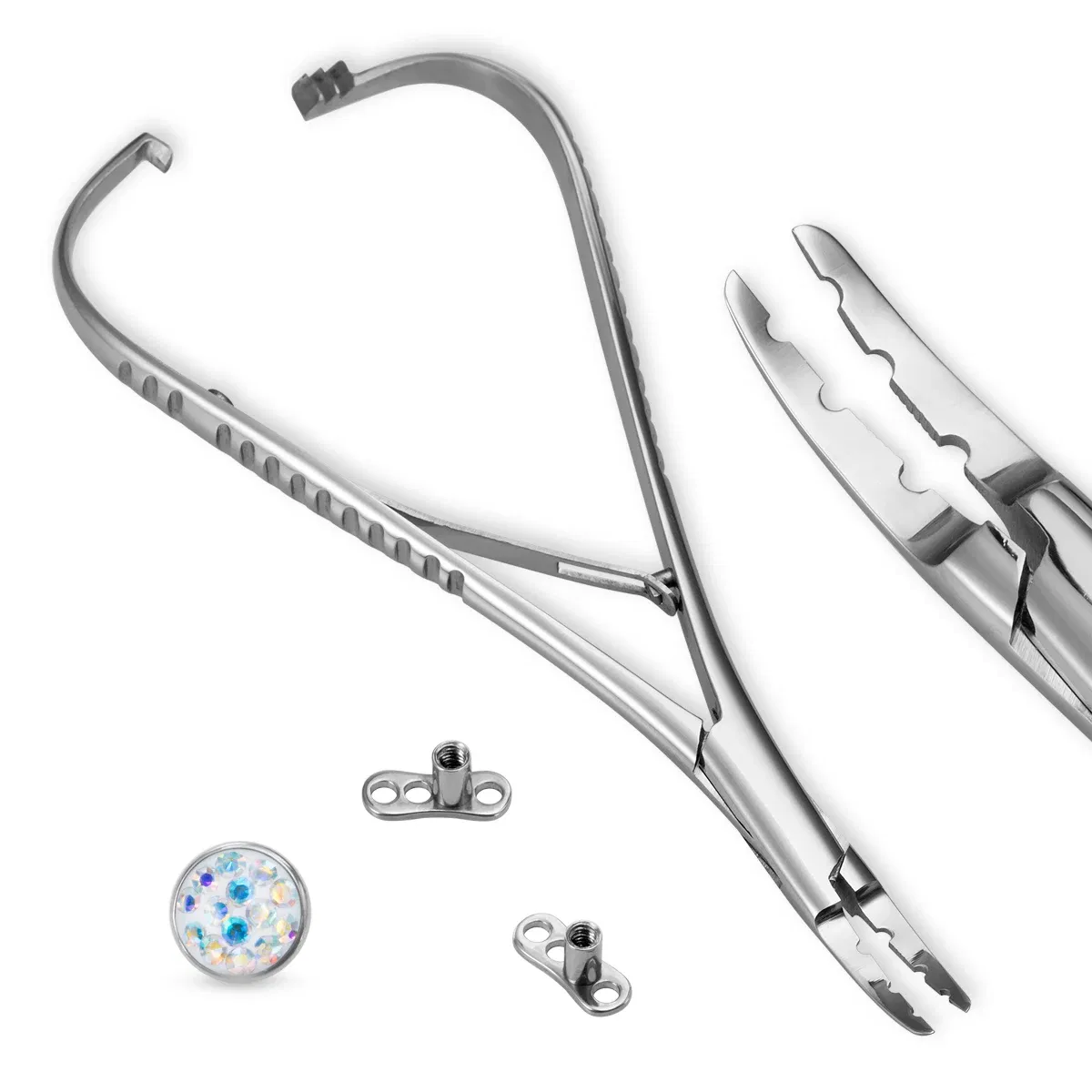 Metal color: pink - Surgical Steel Pliers Body Piercing Tool Forceps Needle Pipe Clamp Tweezers Open Close CBR Ring Plier Ear Belly Nose Pierc Tools
