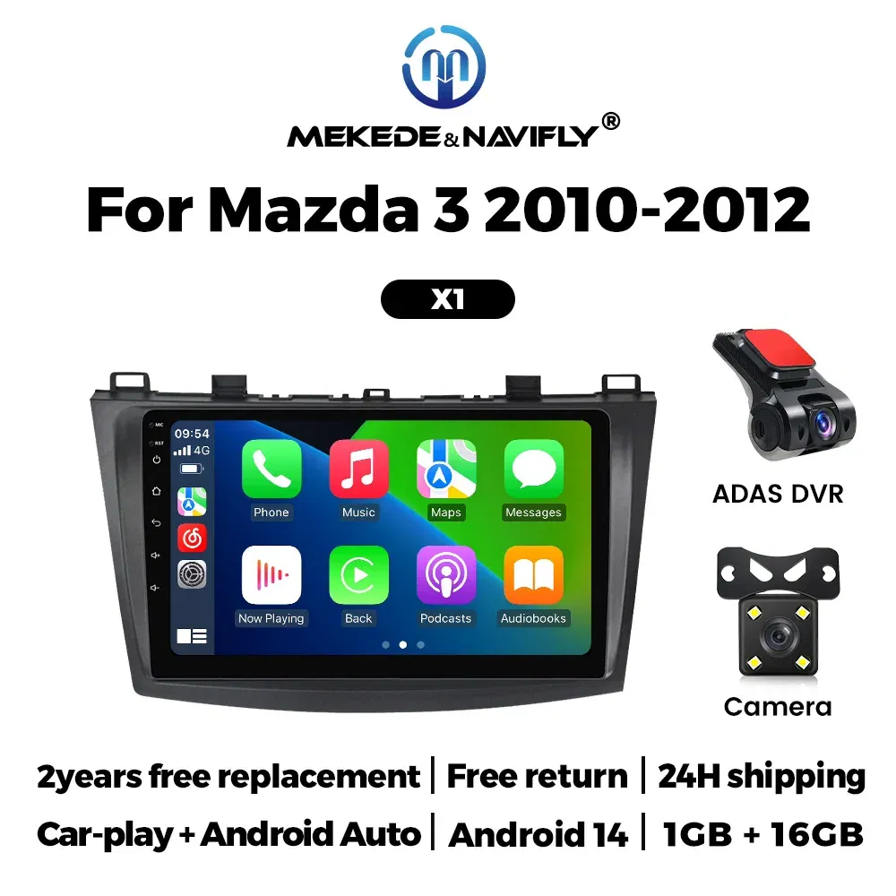 Color: PURPLE - Autoradio For Mazda 3 II For Mazda3 BL 2010-2012 Android 14 Car Radio Multimedia Player Head Unit Wireless Carplay Android Auto