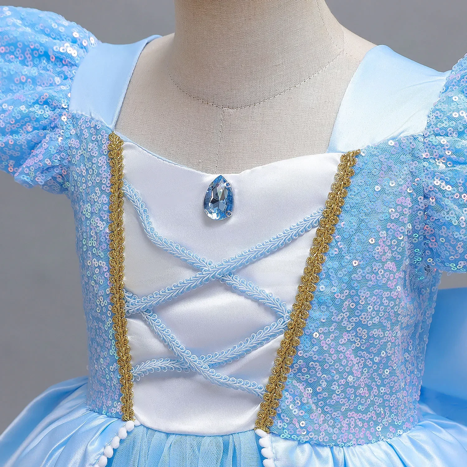 Kid Size: 9, Color: MULTI - Disney Deluxe Elegant Cinderella Princess Ball Gown Fancy Birthday Cinderella Party Dress Vestidos Costume Play Carnival Apparel