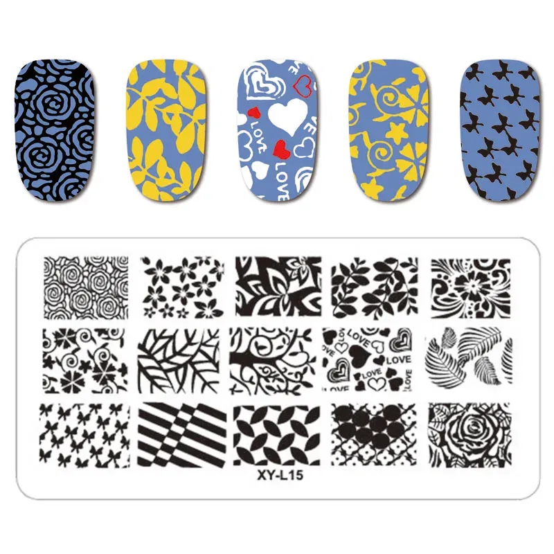 Color: GRAY - Kimcci Nail Stamping Plates Flamingo Nail Template Mandala Maple Leaf Stamp Nail Art Stamp Image Template Manicure Stencil Tools