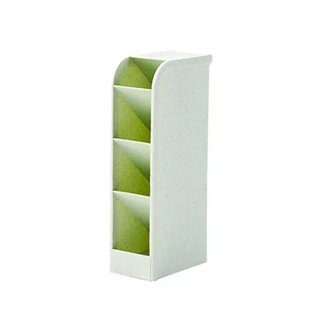 Color: grey - Multi-function 4 Grid Desktop Pen Holder Office School supplies Storage Case eco-friendly wheat straw Desk Pencil Organizer