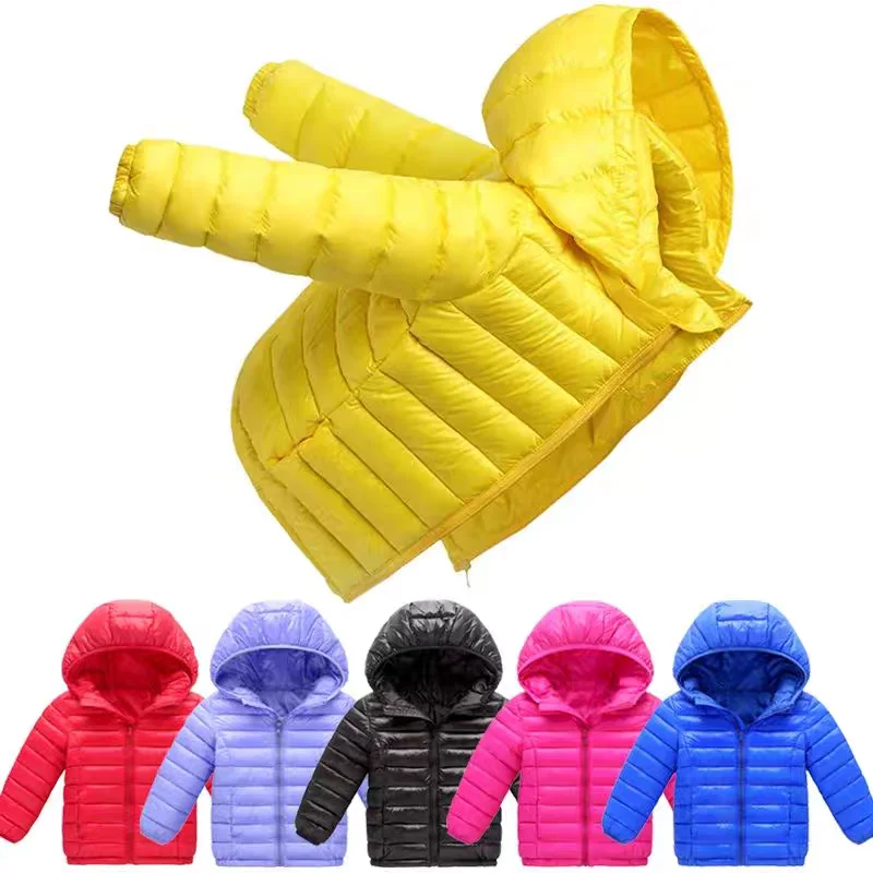Color: Pink, Kid Size: 7 - Boys Girls Autumn Down Coats Kids Winter Windproof Jackets Children Solid Color Hooded Outerwear Teenager Fashion Warm Clothing