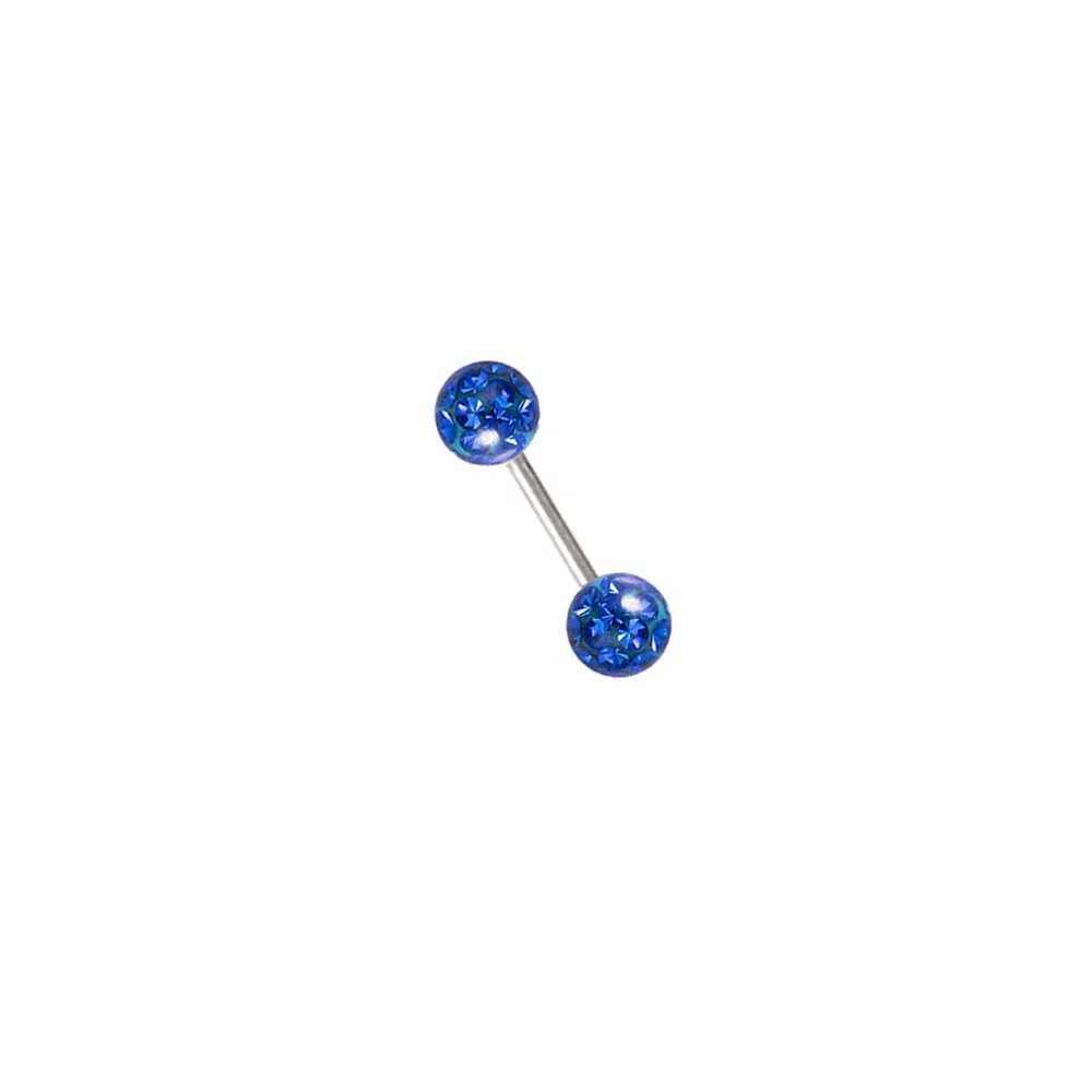 Metal color: Blue, Main Stone Color: black - 16g 1.2mm Coated Crystal Steel Ear Stud Tragus Helix Cartilage 3/4/5mm CZ Ball 6/8/10/12/14mm Bar Barbell Piercing
