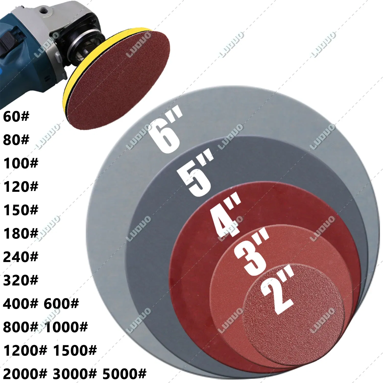 Color: WHITE, Ships From: CHINA, Model: 5000 - 2 3 4 5 6 Inch Round Sandpaper Disk Abrasive Polish Pad Plate Sanding Sheet Polishing Kit Grit Paper Discs Grit 60-5000