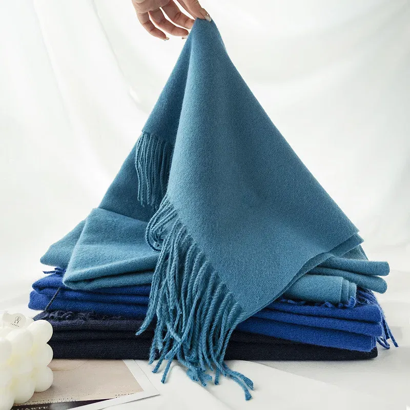 Color: Ginger - New 62 Color Winter Scarf For Women Long Warm Cashmere Scarves Hijab Solid Lady Shawl Wrap Female Pashmina Bandana Head Scarfs