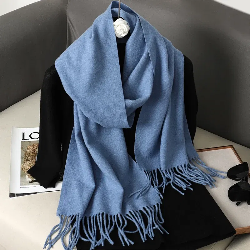 Color: Ginger - New 62 Color Winter Scarf For Women Long Warm Cashmere Scarves Hijab Solid Lady Shawl Wrap Female Pashmina Bandana Head Scarfs