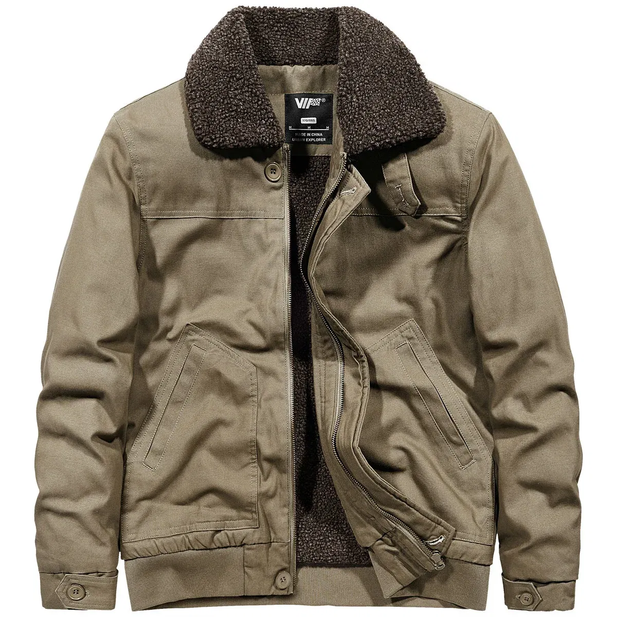 Color: Khaki, Size: 6XL - Men's Cold Jackets Knitted Coat Winter Coats Bomber Mens Sweat-shirt Designer Clothes Down Light Style Clothing Hooded Cardigans