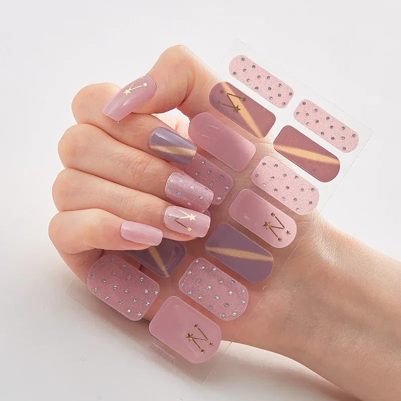 Color: Slate - Patterned Nail Stickers Wholesale Supplise Nail Strips for Women Girls Full Beauty High Quality Stickers for Nails