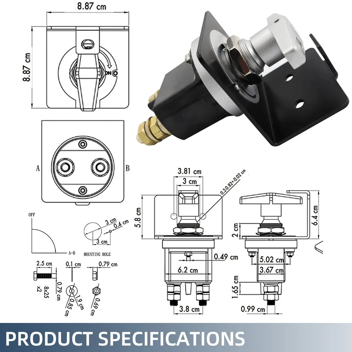 Color: black - 1500A Heavy Duty Battery Switch Battery Fixed Handle Isolator with Lock-Out Plate Fits Polarity Negative  for Autos Cars Boat RV