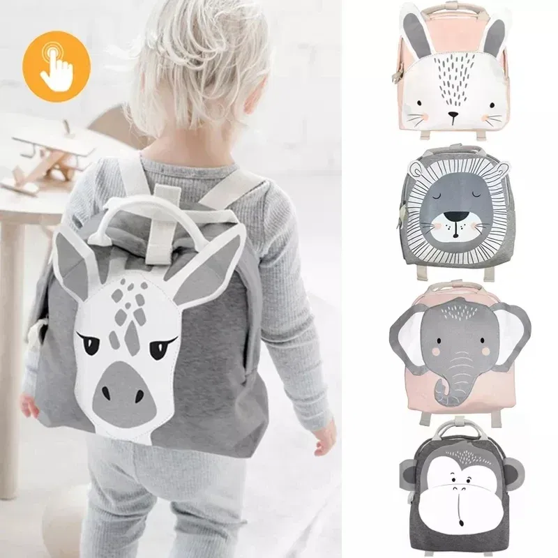Color: Brown - Children Backpack Toddler Kids School Backpack for Baby Kids Cute School Bag Boy Girl Light Bag Rabbit Butterfly Lion Bag