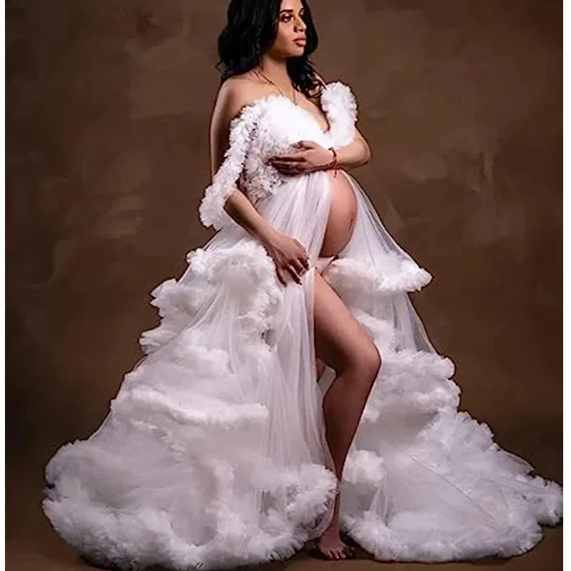 Color: army green, Maternity Size: M, Ships From: CHINA - Tulle Long Maternity Dress Photoshoot  п?»?°?‚ь?µ  photography dresses baby shower dresses for pregnant woman  п?»?°?‚ь?µ д?»я ?±?&mic