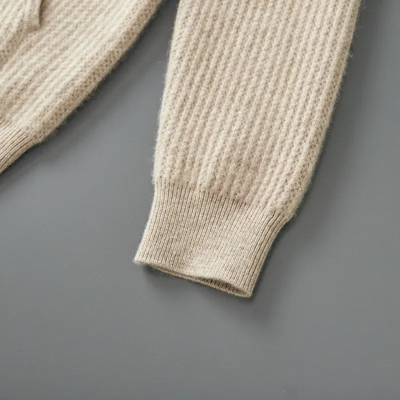 Color: Blue, Size: M, Ships From: CHINA - New Product 100% Merino Wool Knitted Cardigan For Men Hooded Sweater Casual High-end Jacket Men's long Sleeved Wool Sweater Coat