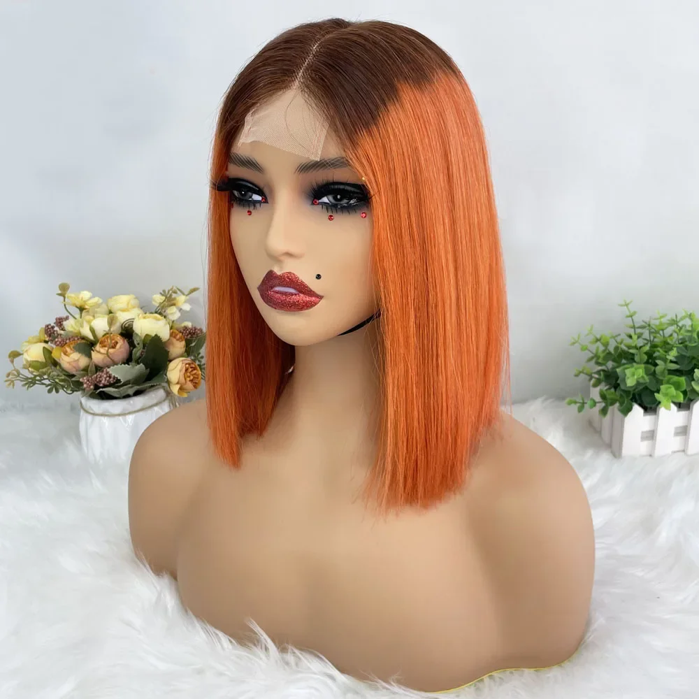 Hair Color: #12, Stretched Length: 10inches, Density: 100% - 250% Density Super Double Drawn Bob Wig Human Hair Gray Brazilian Straight 2x6 Glueless Lace Closure Wigs For Women Pre Plucked