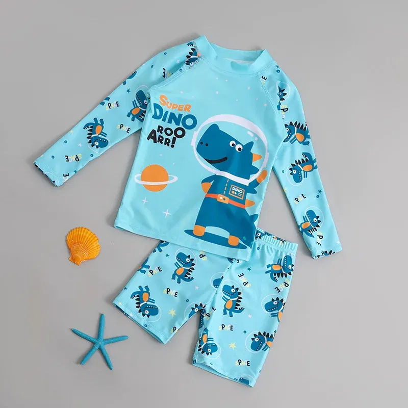 Color: Beige, Kid Size: 12M - Children Swimsuit  Kids Boys Girls Swimwear  Children Surfing Wear  Sunscreen Quick Dry Swimwear Car Cartoon Swimsuit Beach Wear