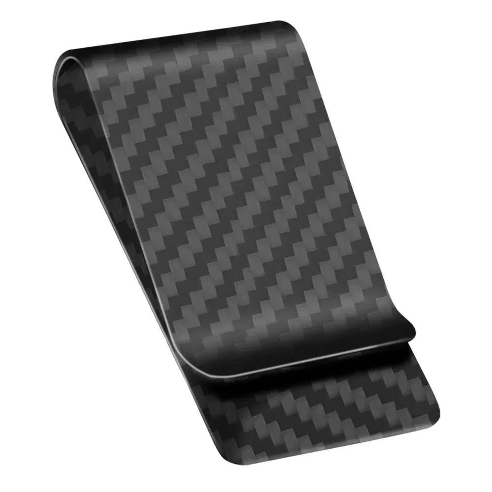 Color: black - High Quality Real Carbon Fiber Money Clip Slim Front Pocket Wallet Up To 50 Bills Minimalist Wallet For Men Gift