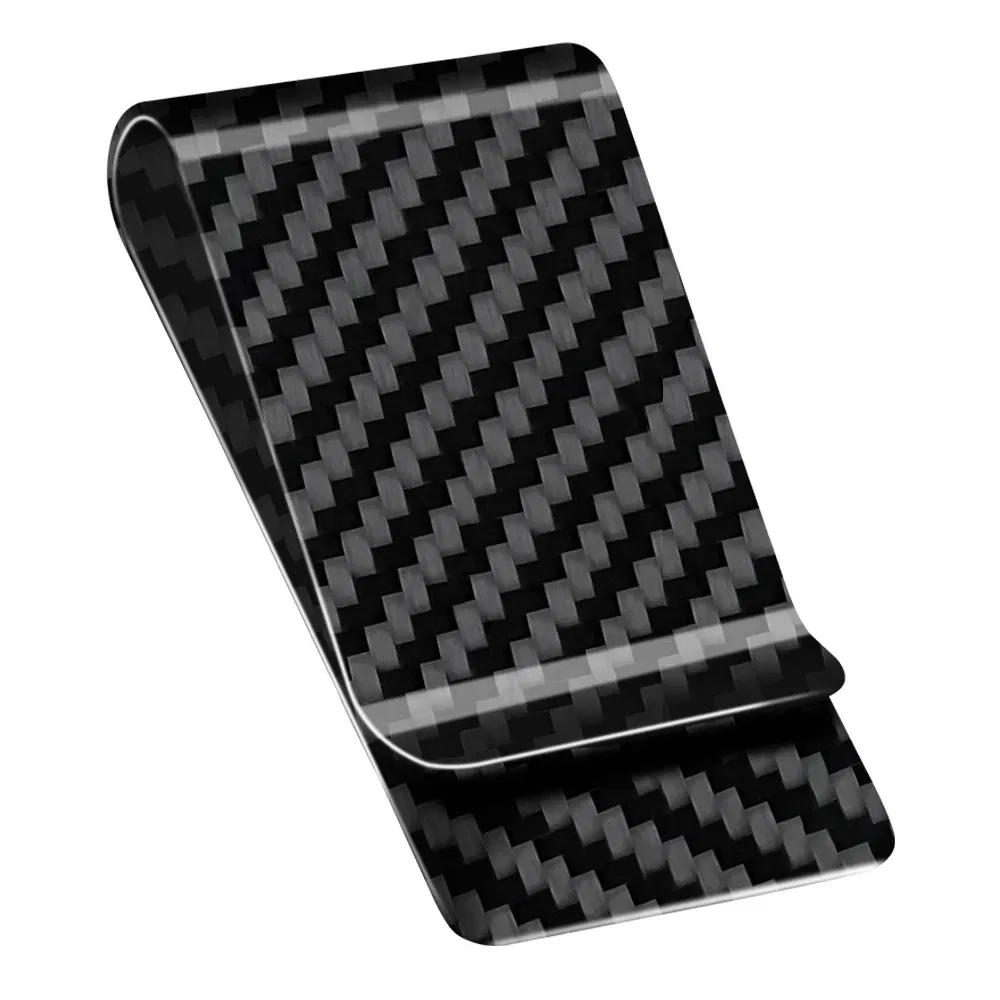 Color: black - High Quality Real Carbon Fiber Money Clip Slim Front Pocket Wallet Up To 50 Bills Minimalist Wallet For Men Gift