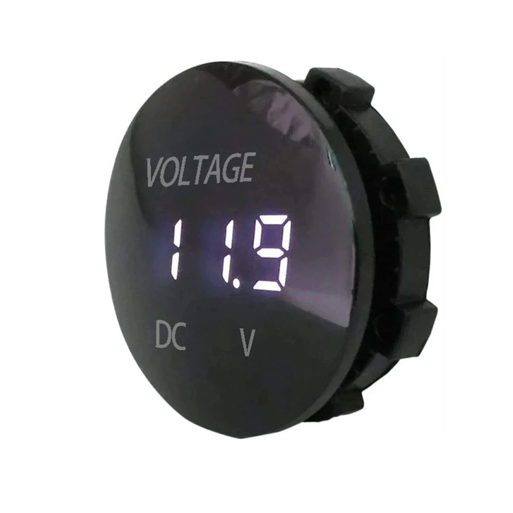 Color: Gold - DC 5V-48V LED Mini Round Waterproof Motorboat Motorcycle Panel Digital Voltmeter Tester Monitor Display Voltmeter