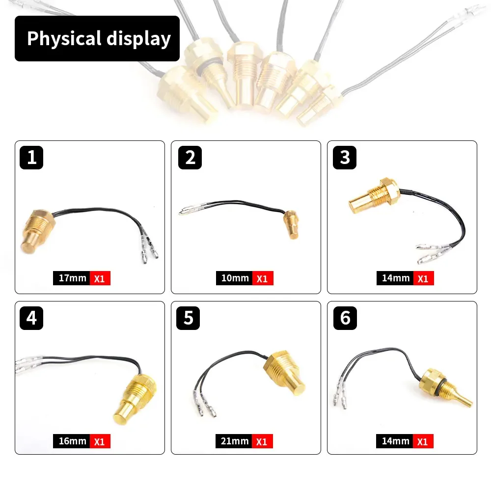Color: black - 12V/24V Universal Water Temperature Sensor For Water Temperature Gauge 10MM 14MM 16MM 17MM 21MM 1/8 3/8 1/2