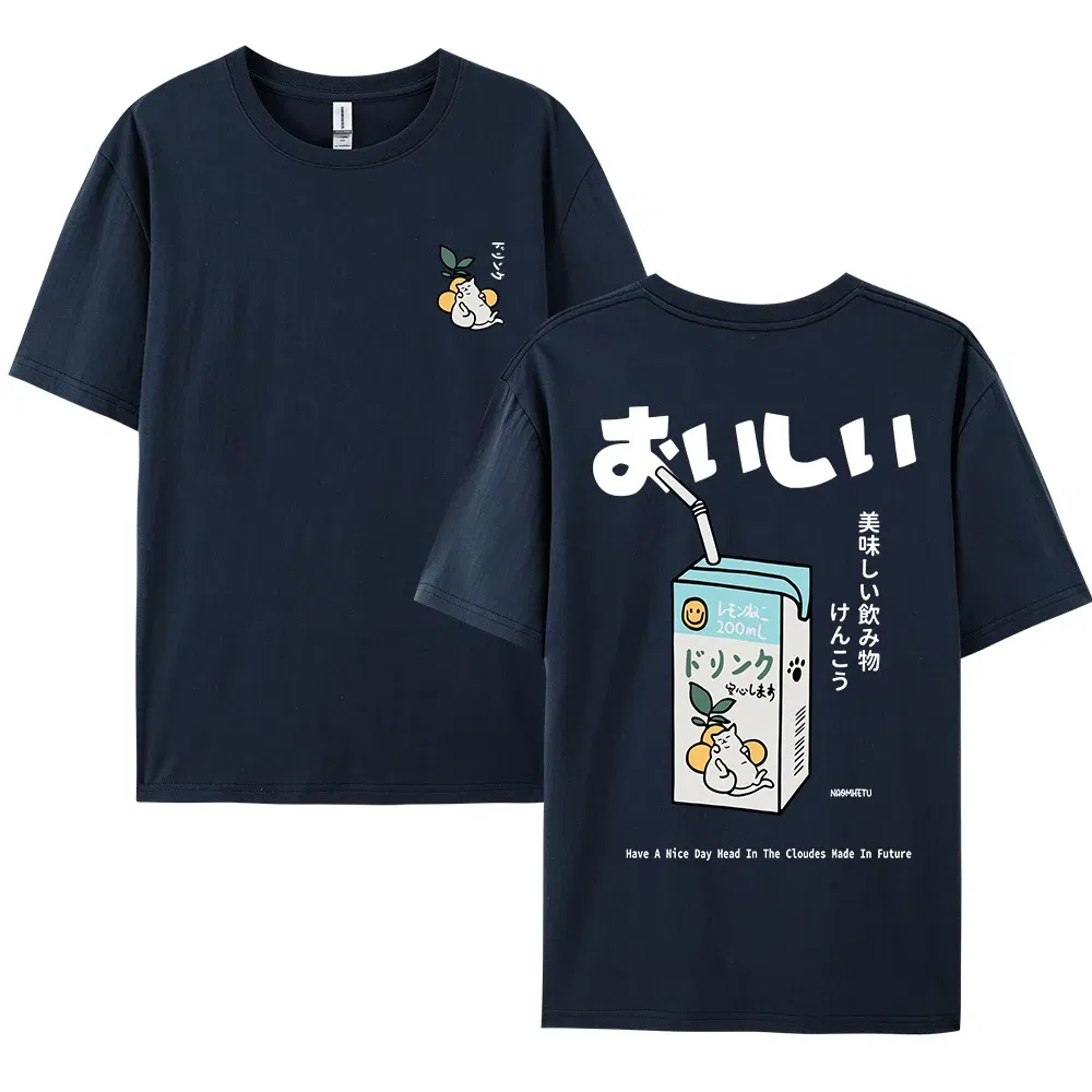 Color: black, Size: XXL - Cute Japanese Cat Print Oversized T-shirt men Women Short Sleeve Loose Casual Tee Shirt Streetwear Tops Cotton Harajuku Clothing
