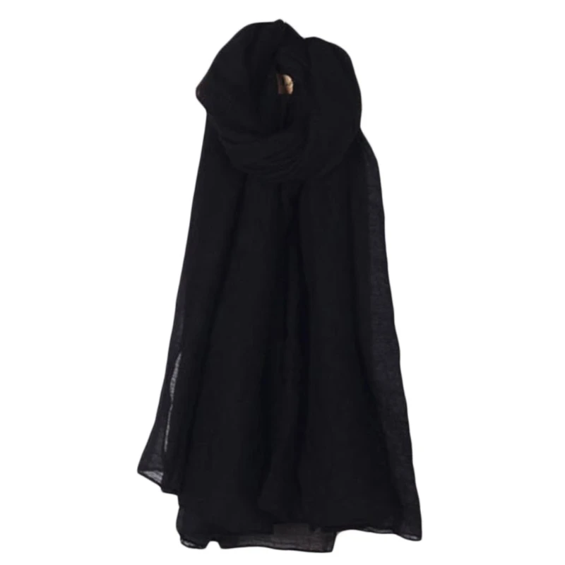 Color: GRAY - 652F Women Solid Color Scarfs Large Long Lightweight Headscarf Linen Sheer Shawl Wrap