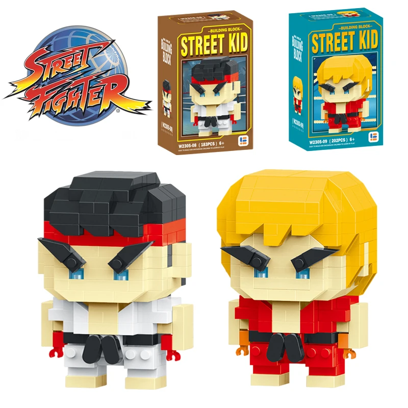Size: S, Color: Yellow, Ships From: CHINA - Anime Street Fighter Fighting Game Action Building Blocks KenMasters Hoshi Ryu ABS Kawaii Toys Building Blocks Gift For children