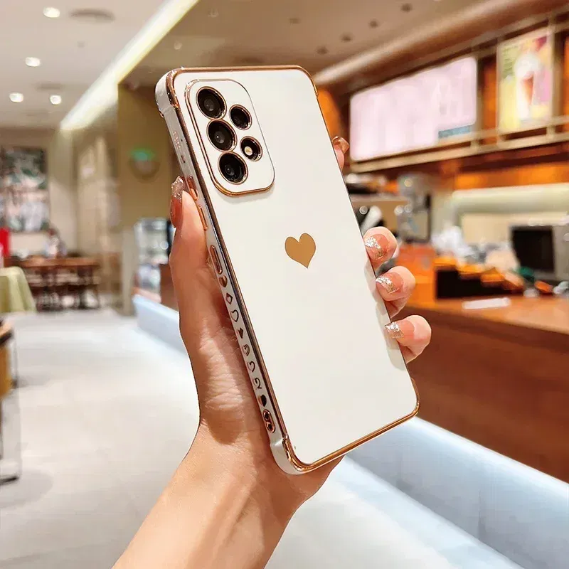 Color: MULTI, Compatible-Phone Models: For iPhone X, Ships From: CHINA - Electroplating Side Love Heart Phone Case For Samsung Galaxy S25 Ultra S24 S23 S22 A16 A55 Protect Lens Shockproof Back Cover