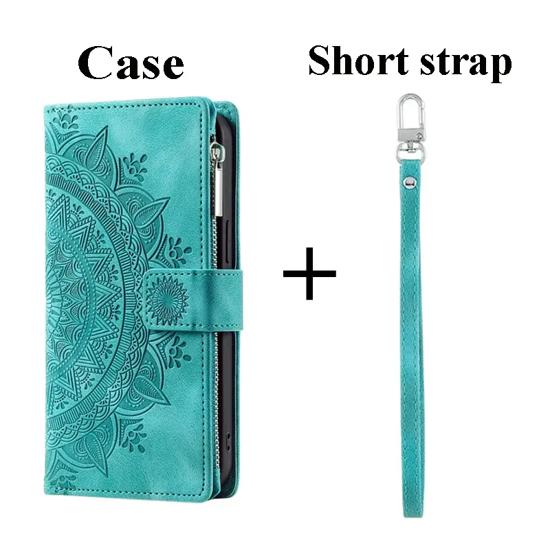 Color: green, Material: PC - CrossBody Strap Zipper Wallet Coque for Samsung Galaxy A71 A51 A50 A41 A21S A30 A70 A50S A20 A31 A30S A10 A20E A 51 70 Flip Case