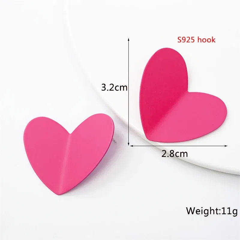 Metal Color: Deep Purple - 2024 New Rose Red Flower Hanging Earrings for Women Love Heart Blooming Florals Cute Lovely Female Ear Jewelry brincos new