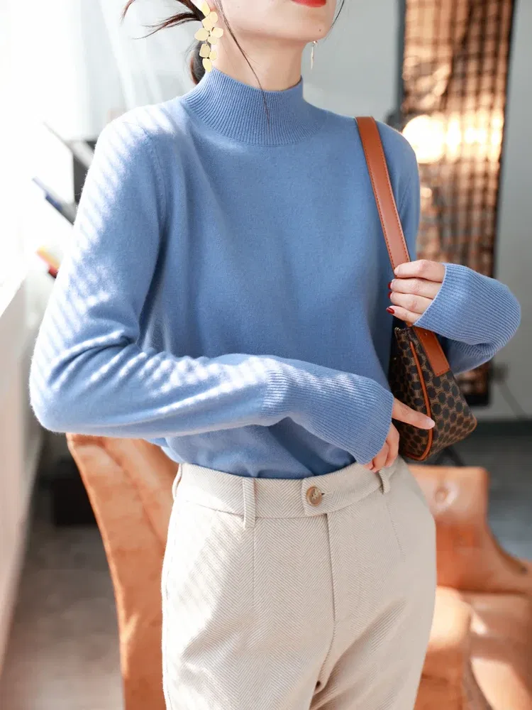 Color: black, Size: One Size - Autumn Winter chic Bottom Sweaters Women Fashion Turtleneck Pullover Slim Long Sleeve Knitted Jumpers Soft Warm Pull Femme Top