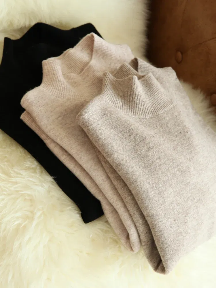 Color: black, Size: One Size - Autumn Winter chic Bottom Sweaters Women Fashion Turtleneck Pullover Slim Long Sleeve Knitted Jumpers Soft Warm Pull Femme Top