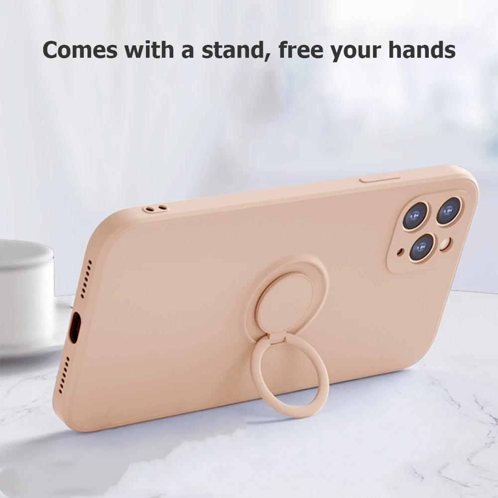Material: Plastic, Color: Black, Ships From: CN - With Ring Holder Shockproof Case For IPhone 15 14 13 12 11 Pro Xs Max Xr SE2/SE3 8 7 Plus Silicone TPU Soft Back Cover