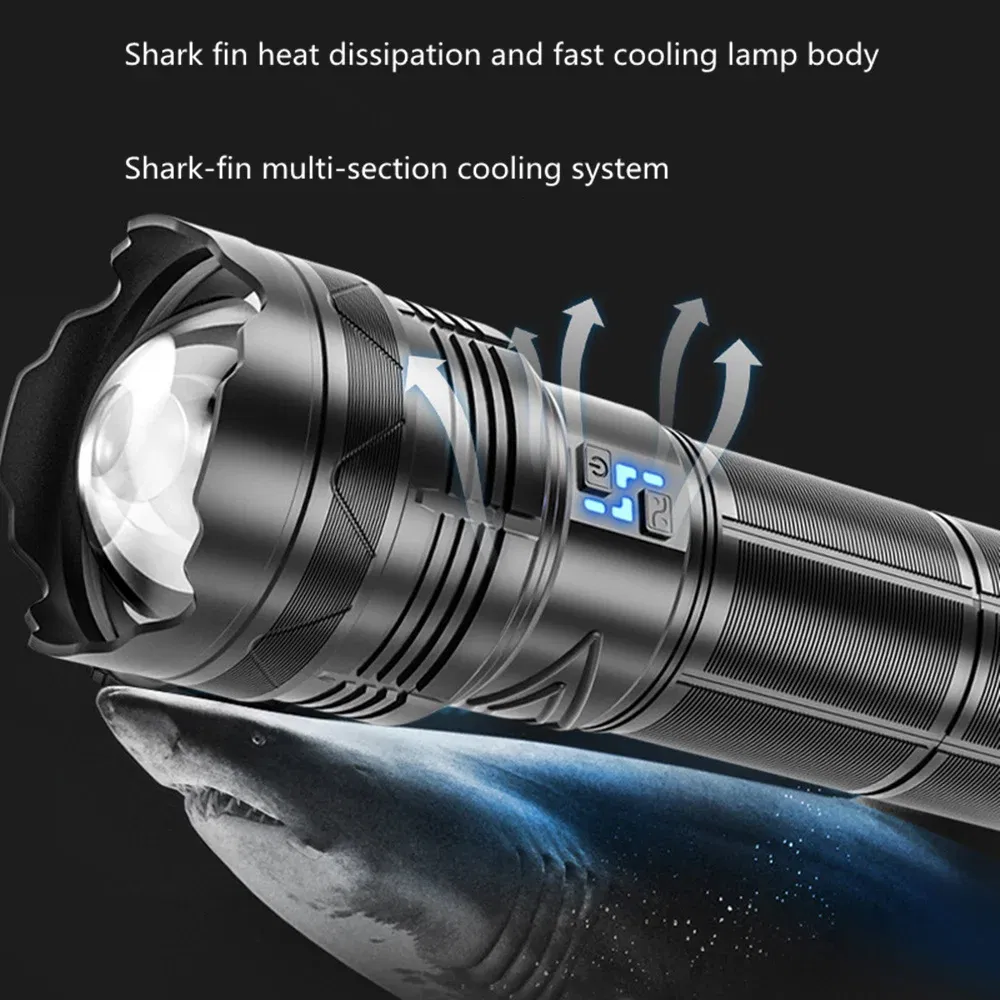 Emitting Color: Red - High Power Tactical Rechargeable led flashlight long range very powerful Lantern 100W usb charging lamp Torch with indicator