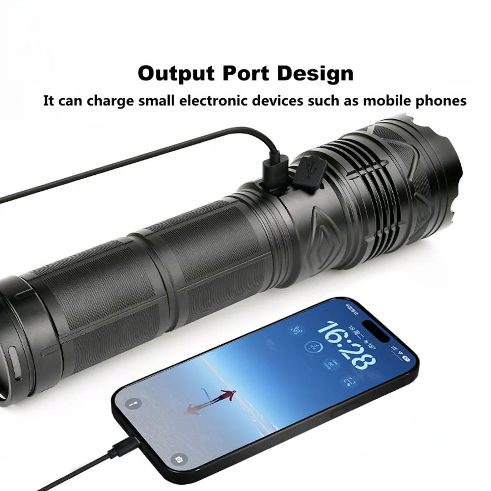 Emitting Color: Red - High Power Tactical Rechargeable led flashlight long range very powerful Lantern 100W usb charging lamp Torch with indicator
