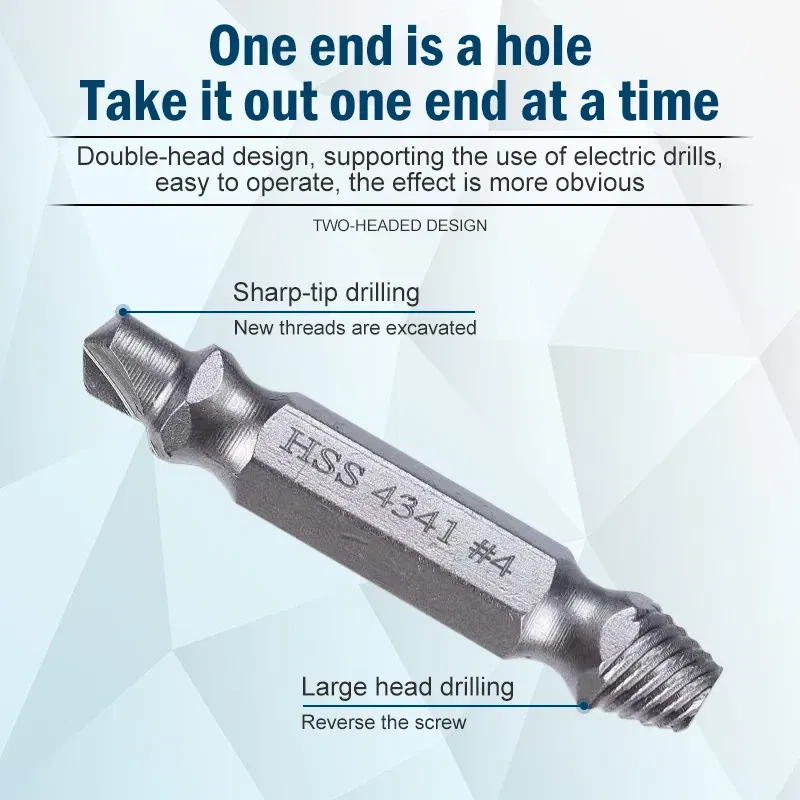 Color: 6pcs silver - Broken Double Head Screw Extractor Sliding Thread And Broken Wire Remover 4341 Hexagon Drill Set Broken Wire Extractor