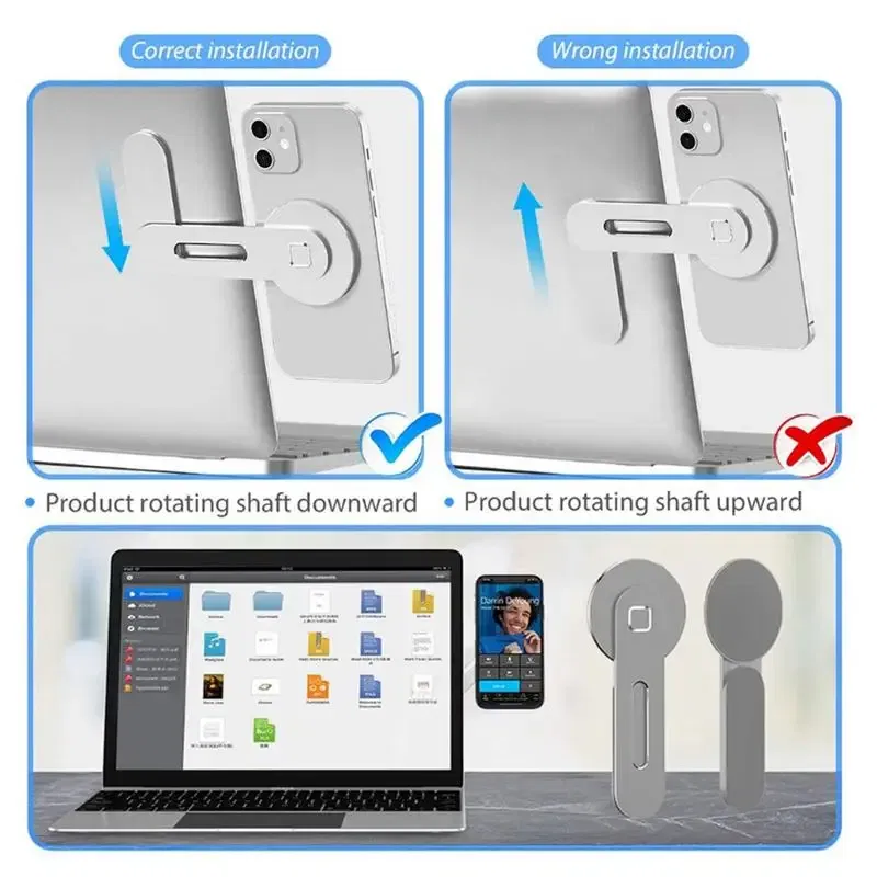 Color: ocean blue, Ships From: CHINA - Laptop Phone Holder Magnetic Mobile Phone Stands Foldable Computer Expansion Bracket Slim Portable Monitor Side Mount For Office