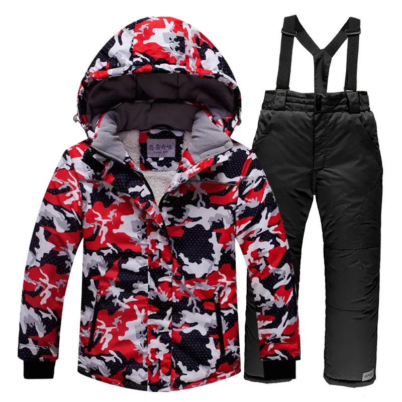 Color: black, Kid Size: 4T - OLEKID -30 Degree Russian Winter Children Ski Suit Plus Velvet Warm Waterproof Jacket Coat Boy Overalls 3-20 Years Girl Snowsuit