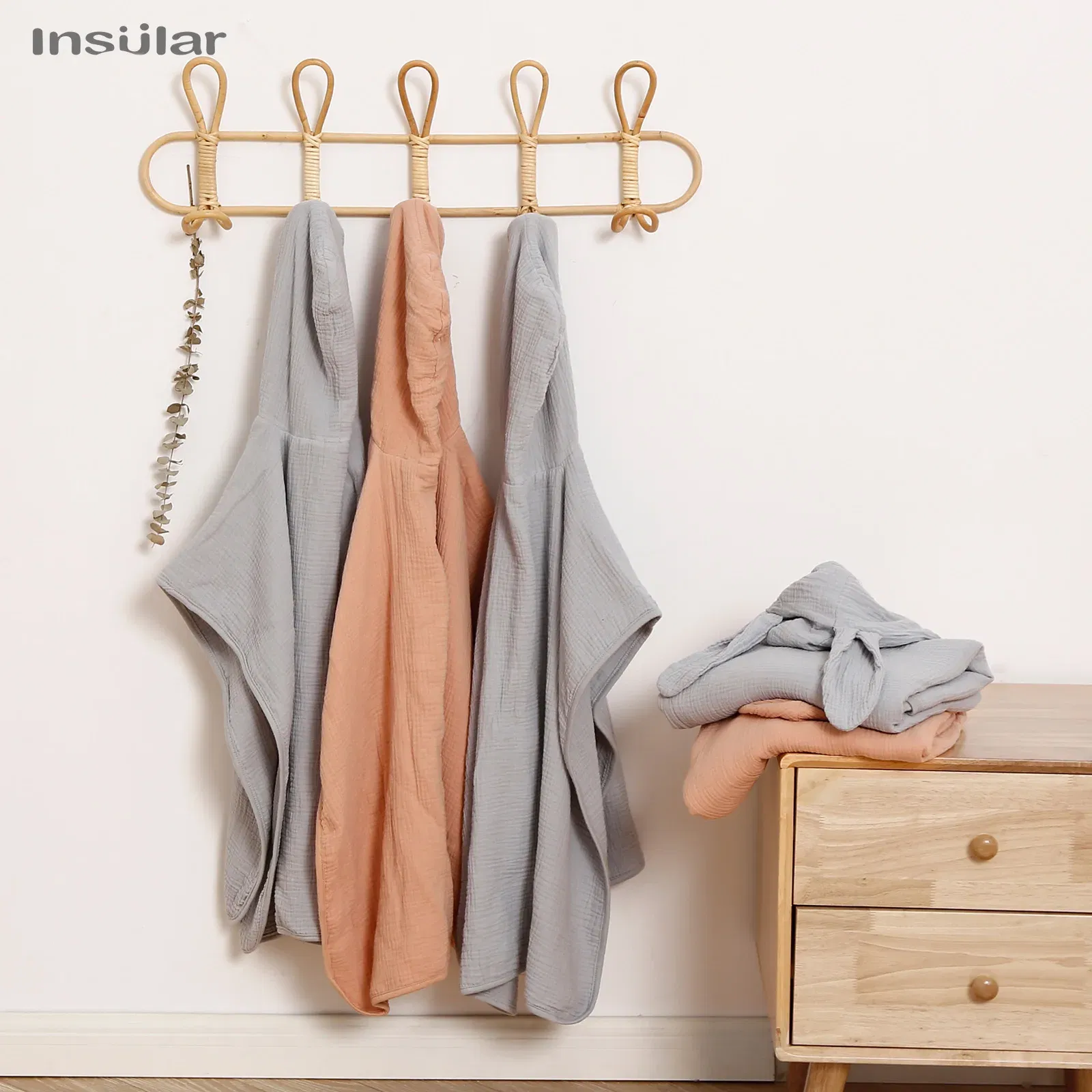 Color: Blue - Muslin Baby Hooded Poncho Towel Children's Hooded Bath Towel Soft Kids Beach Bathing Stuff Infant Washcloth